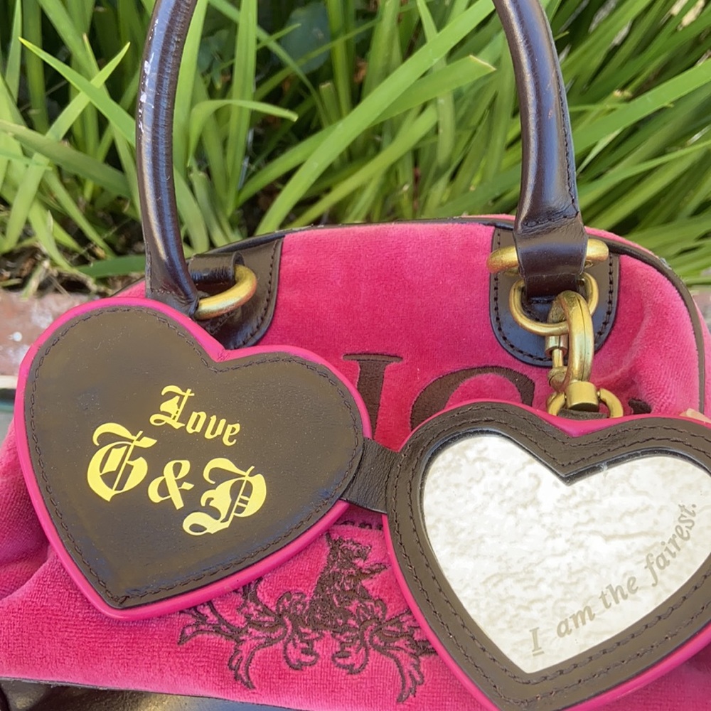 Juicy Couture Y2K PINK Velour REGAL COUTURE Bowler Bag RARE VINTAGE 2000’s - Picture 13 of 16